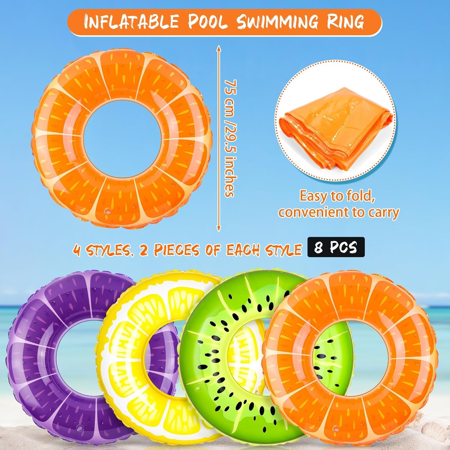 8 Pack Inflatable Pool Rings S - огляд і ціна Pool Float Ring Inflatable