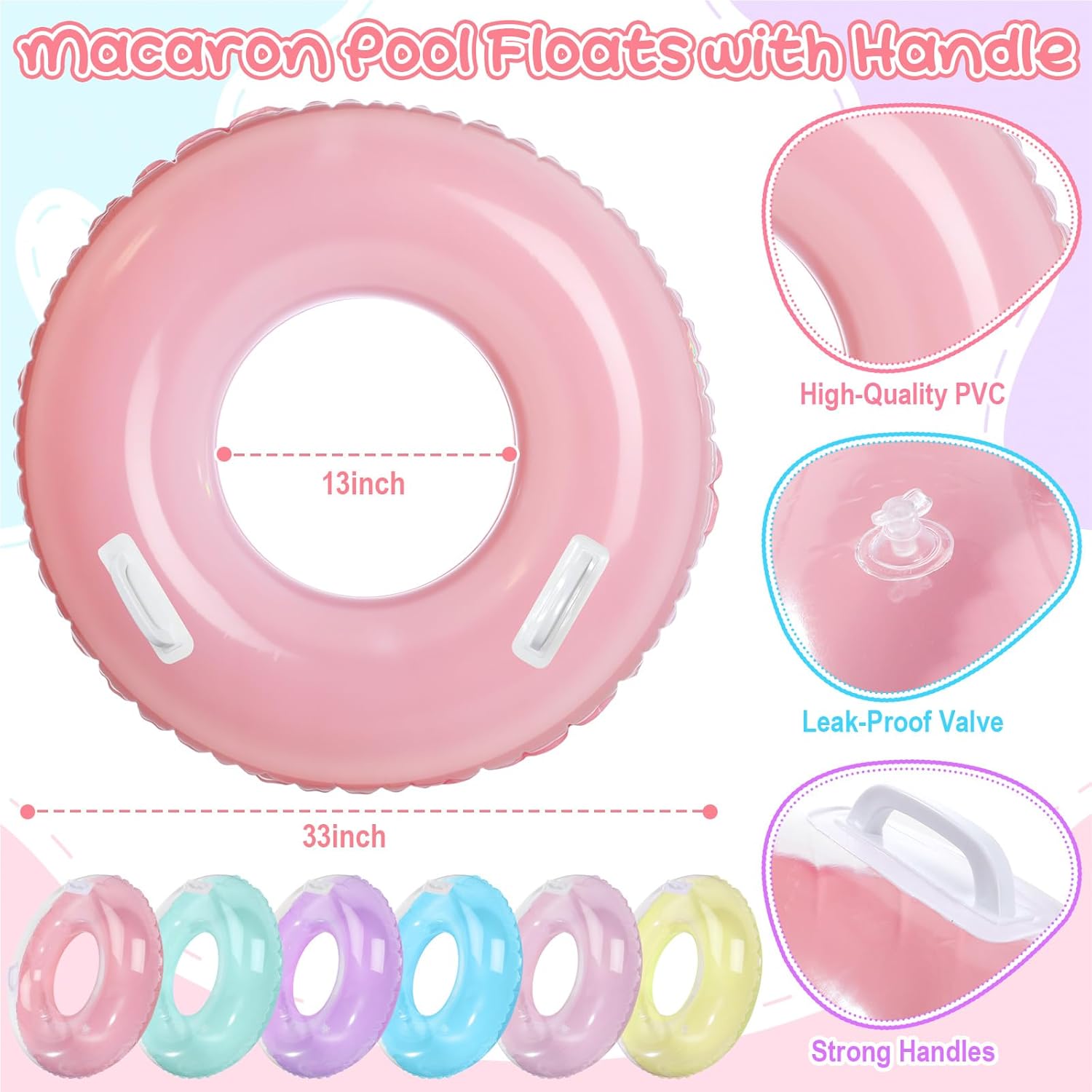 6 Pack 33'' Inflatable Pool Fl - огляд і ціна Pool Float Ring Inflatable
