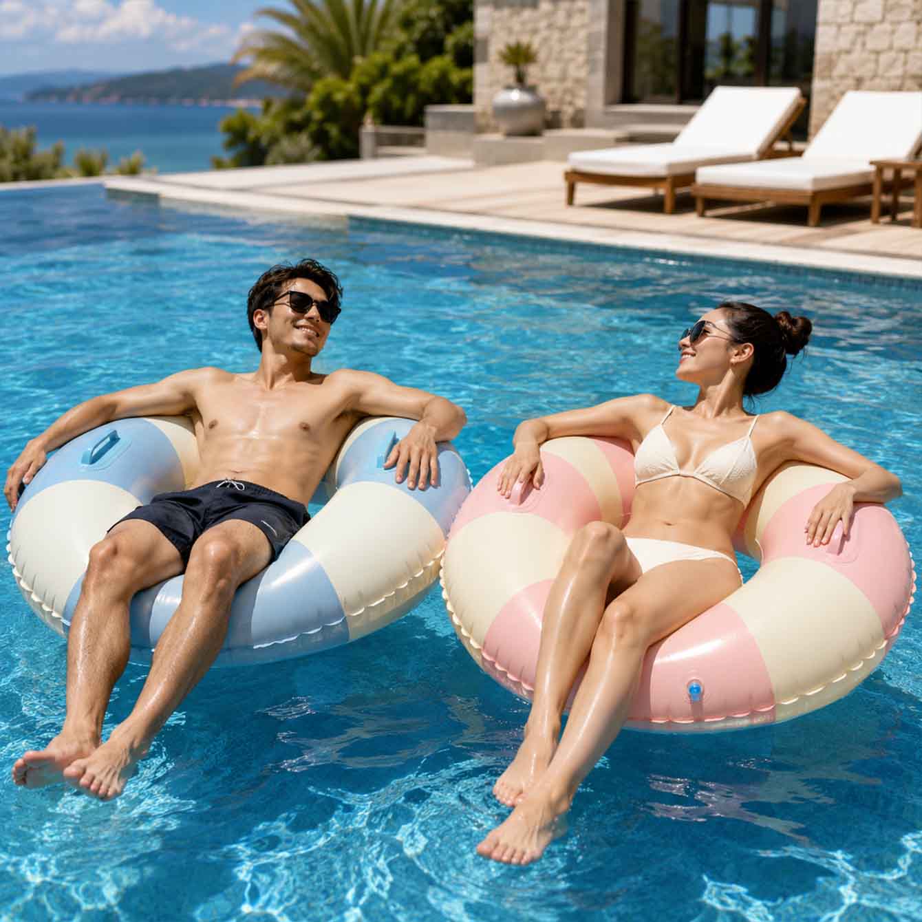 1PC Inflatable Swim Ring with  - огляд і ціна Pool Float Ring Inflatable