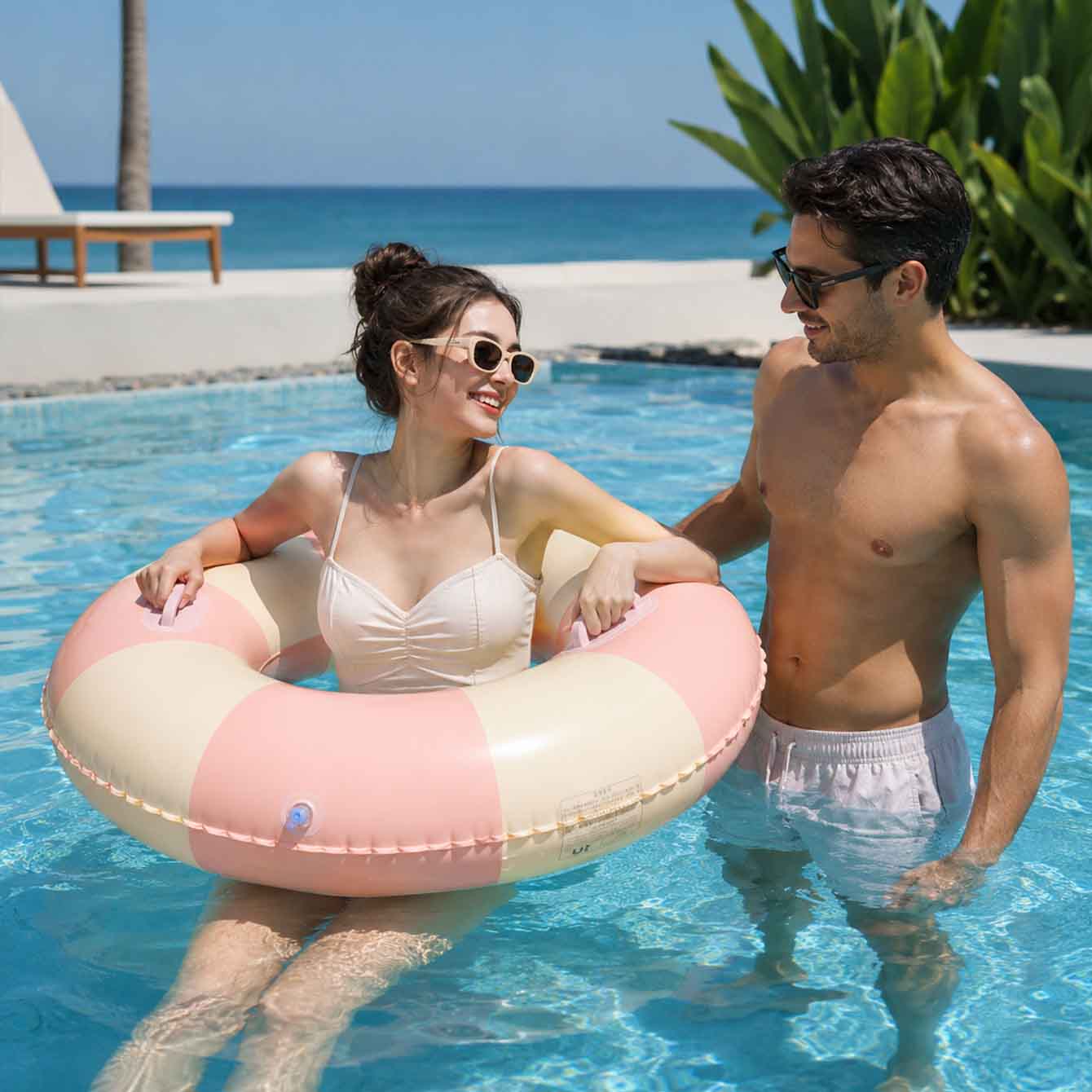 1PC Inflatable Swim Ring with  - огляд і ціна Pool Float Ring Inflatable