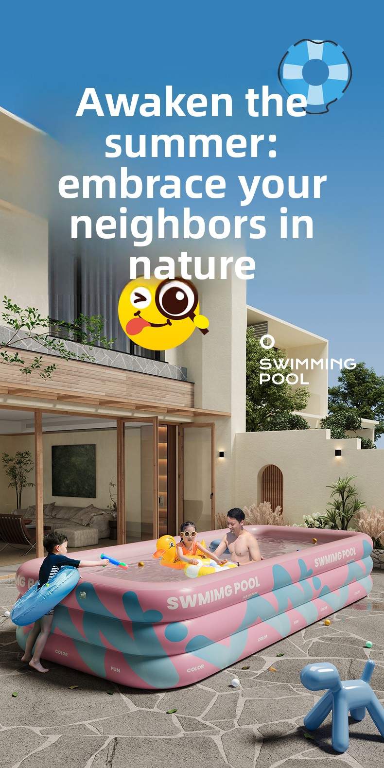 Inflatable Pool With Sunshade  - огляд і ціна Water Slide Inflatable