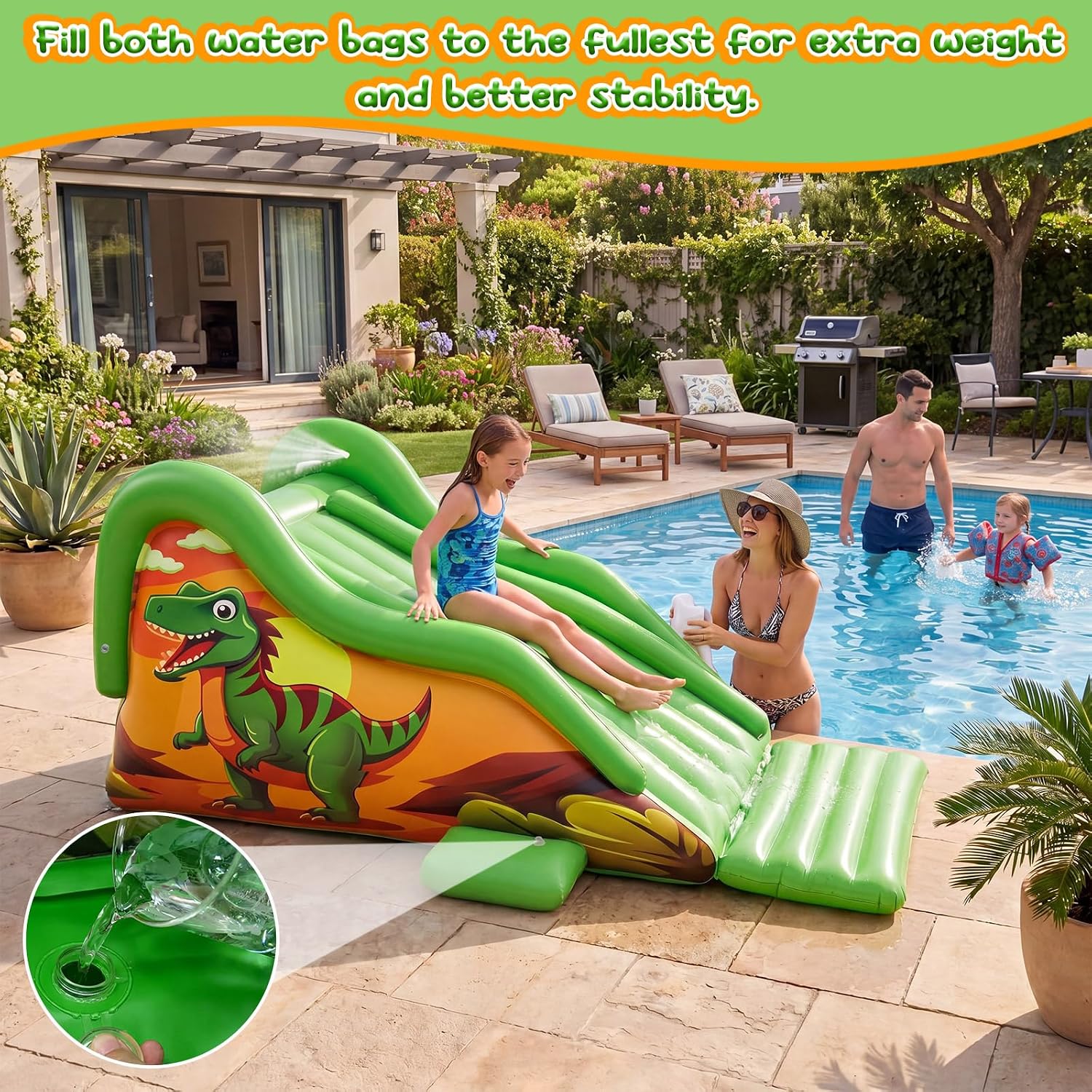 125 Inch Giant Inflatable Dino - огляд і ціна Water Slide Inflatable