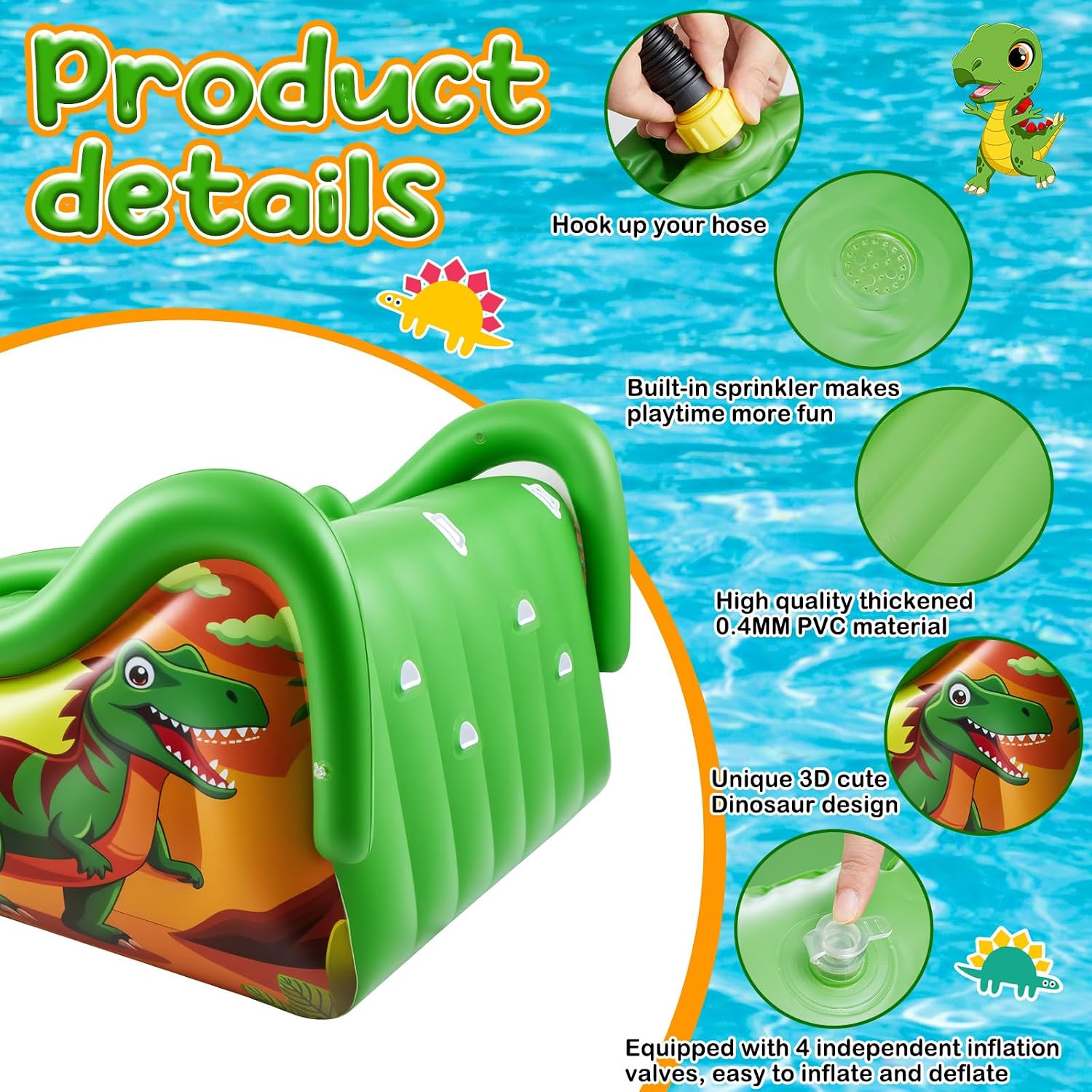 125 Inch Giant Inflatable Dino - огляд і ціна Water Slide Inflatable