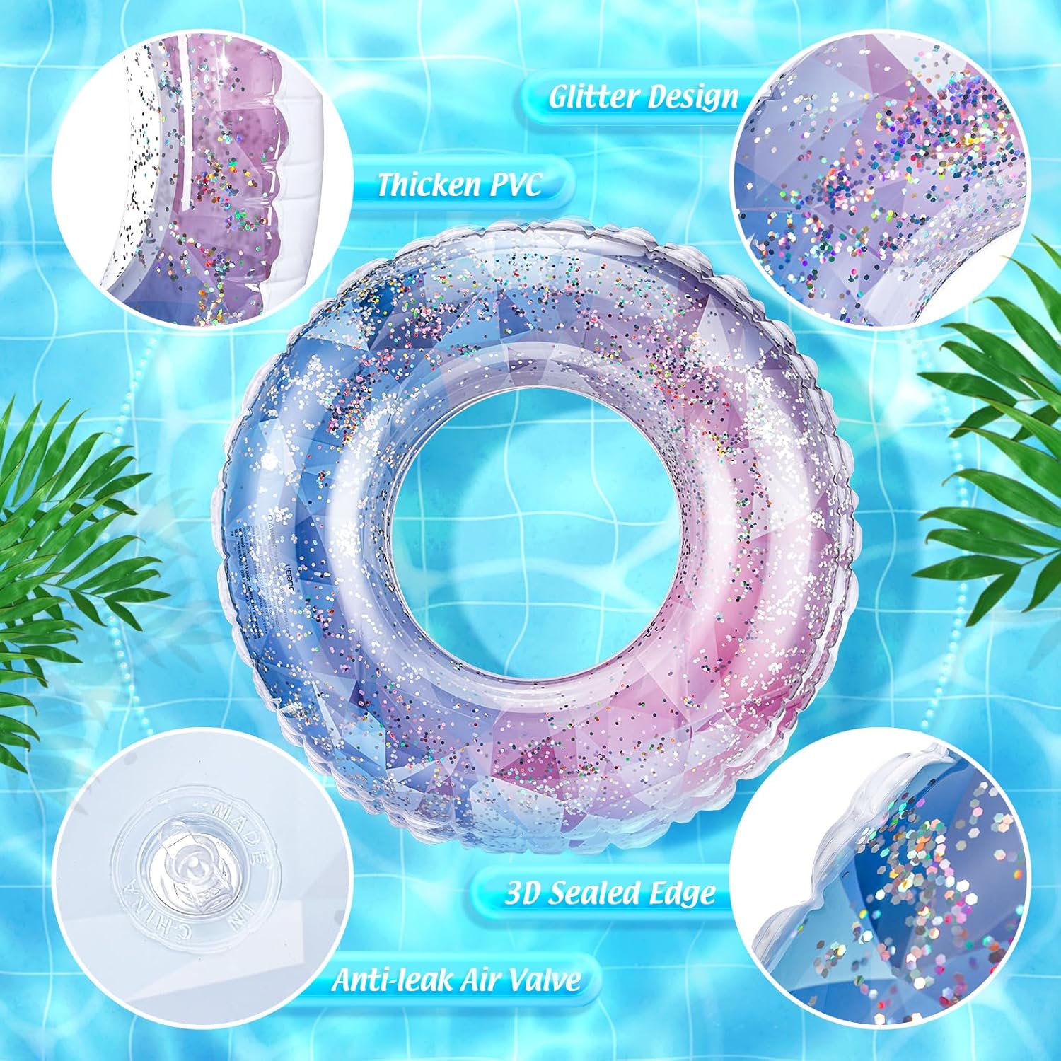 8 Pcs Inflatable Pool Floats T - огляд і ціна Pool Float Ring Inflatable