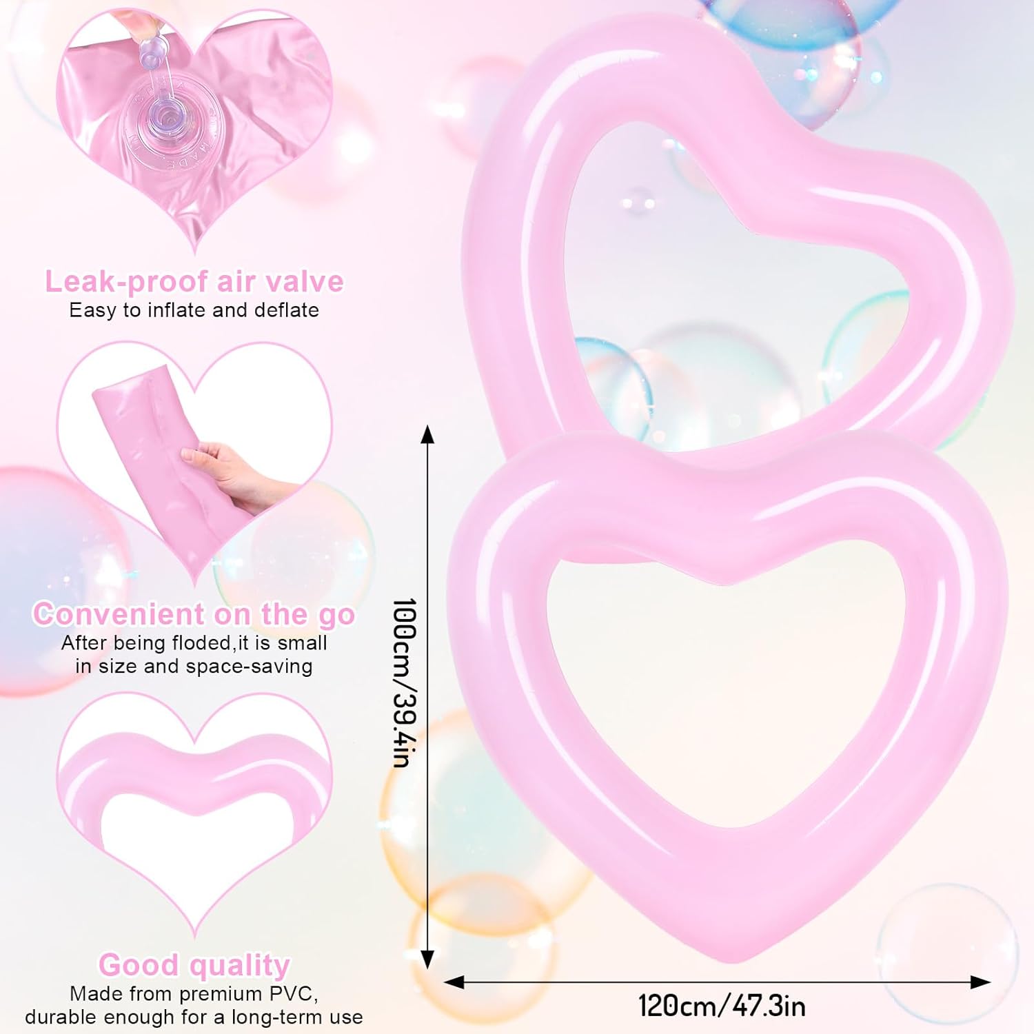 3Pcs Inflatable Heart Pool Flo - огляд і ціна Pool Float Ring Inflatable