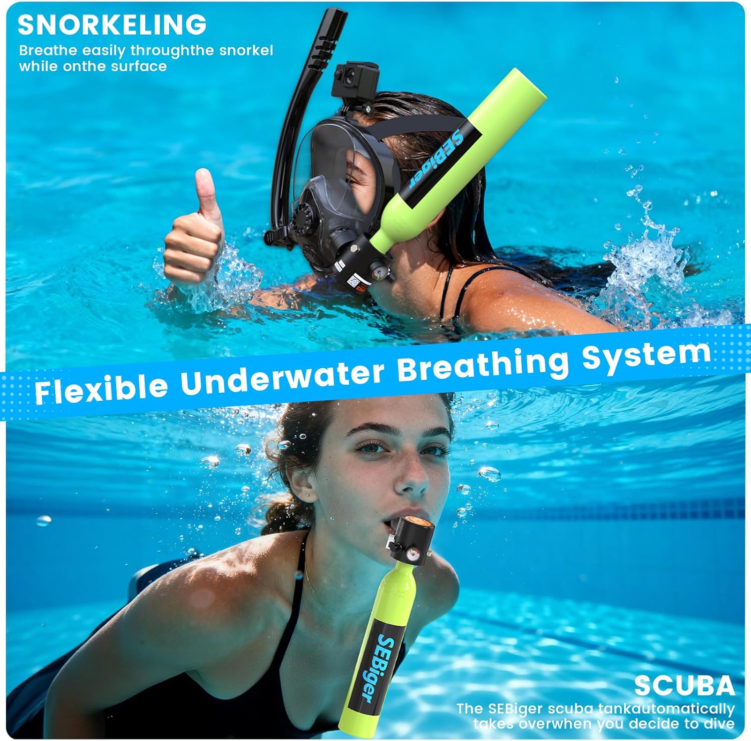 Mini Scuba Tank 0.5L with Full - огляд і ціна Snorkel Mask Full Face